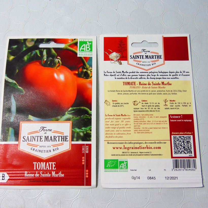 Example of Reine de Sainte-Marthe Organic Tomato - Ferme de Sainte Marthe seeds specimen as delivered