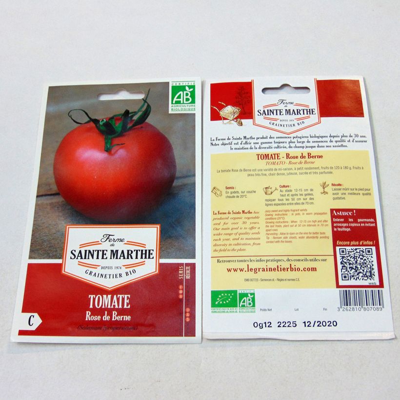 Example of Berner Rose Organic Tomato - Ferme de Sainte Marthe seeds specimen as delivered