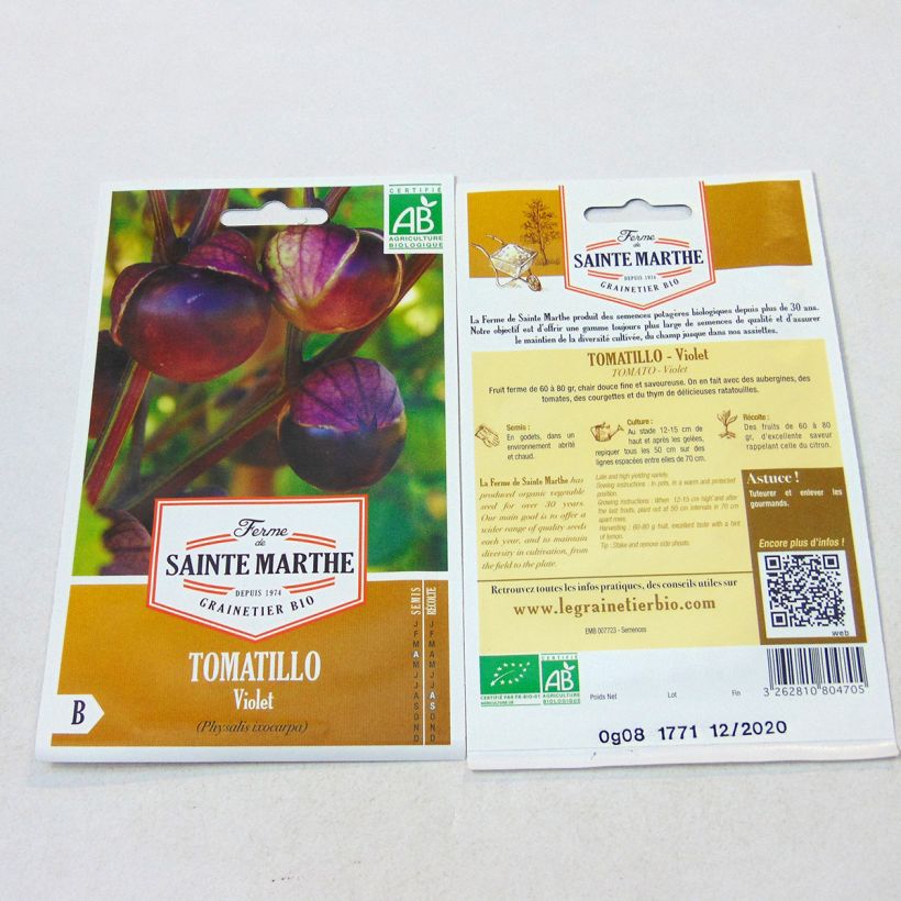 Example of Purple Tomatillo - Ferme de Sainte Marthe seeds specimen as delivered