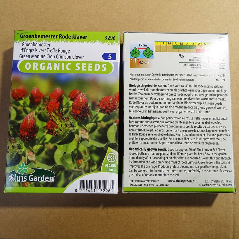 Example of Organic Crimson Clover - Trifolium incarnatum specimen as delivered