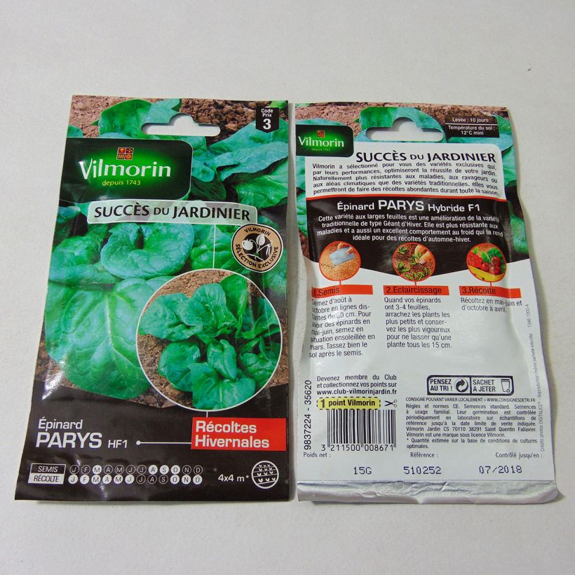 Example of Spinach Parys F1 - Vilmorin Seeds specimen as delivered