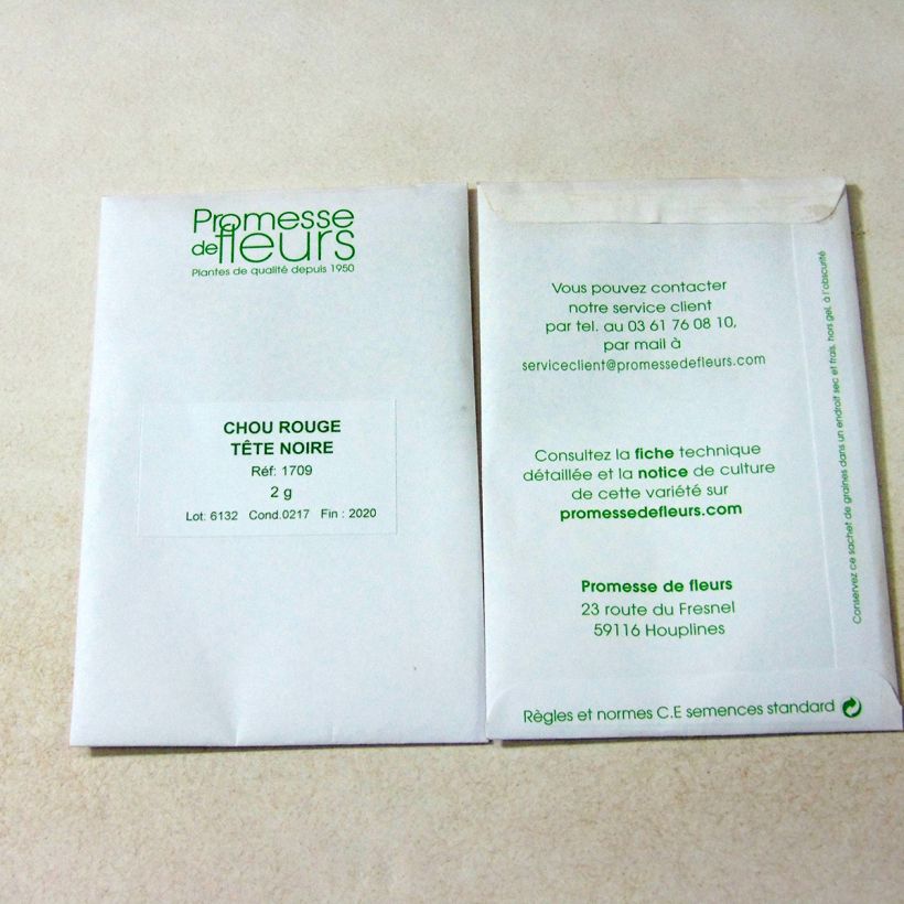 Example of Red CabbageTête Noire - Brassica oleracea capitata per pack of 500 seeds approximately (2g) specimen as delivered