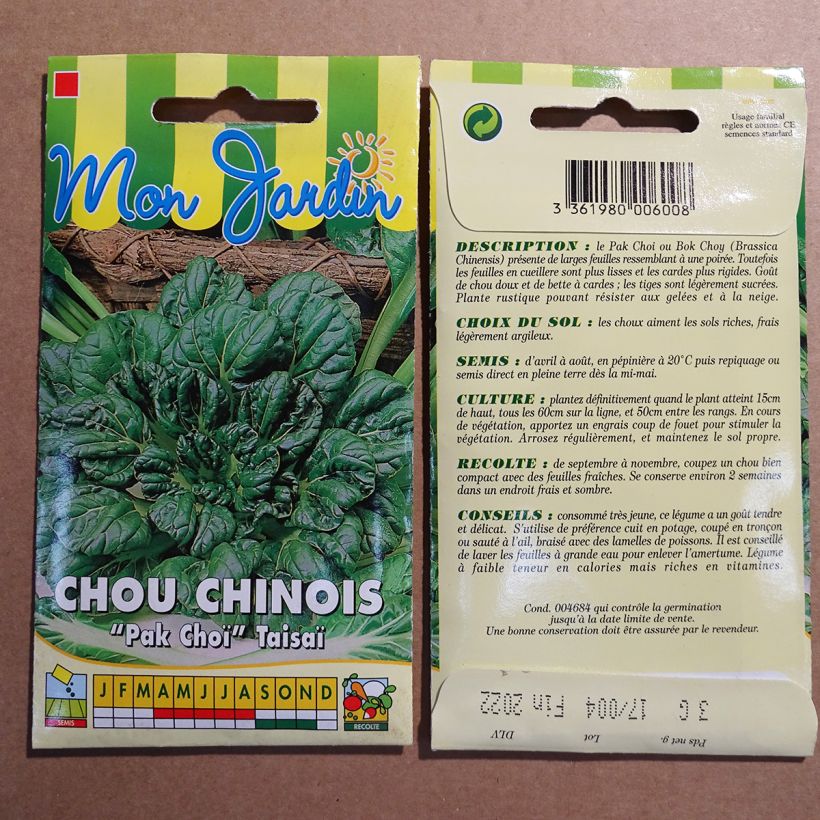 Example of Chinese cabbage Taisai - Pak Choi per pack of 150 seeds (3g) specimen as delivered