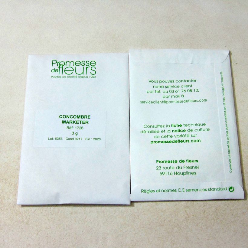 Example of Cucumber Marketer - Cucumis sativus per pack of 100 seeds (3g) specimen as delivered
