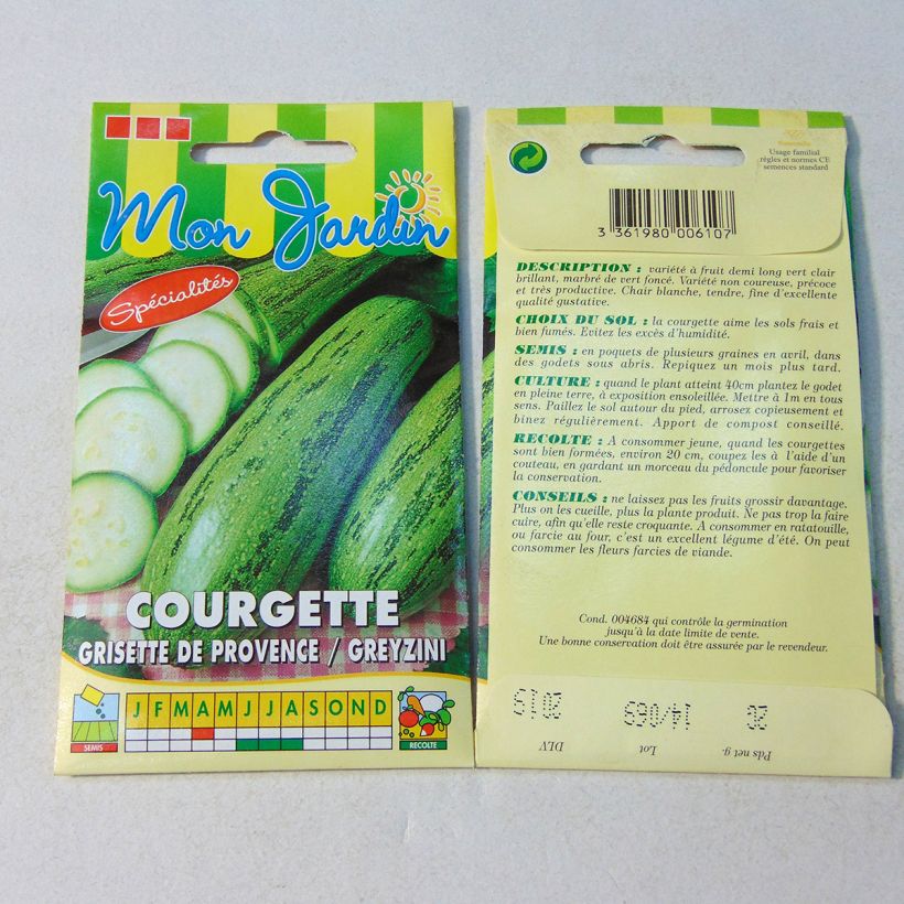 Example of Zucchini Grisette de Provence - Cucurbita pepo per pack of 20 seeds (2g) specimen as delivered