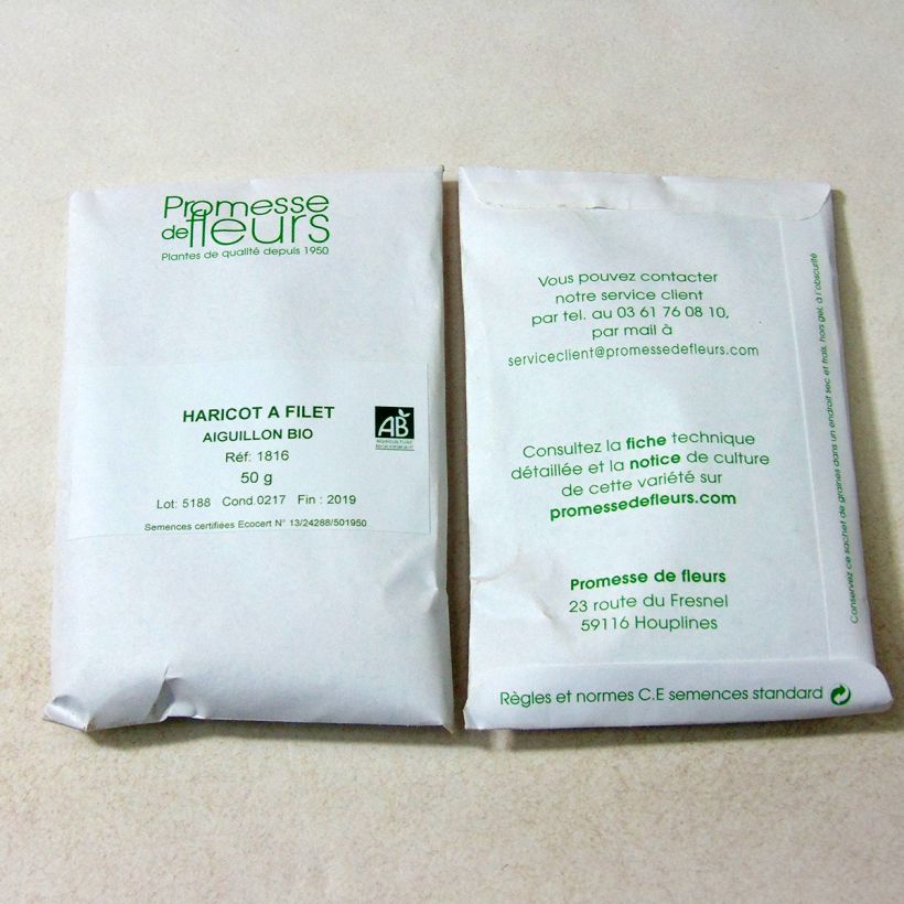 Example of Dwarf Filet Bean Aiguillon per pack of 200 seeds (75g) specimen as delivered