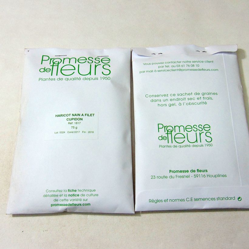 Example of Dwarf Filet Bean Cupidon per pack of 200 seeds (75g) specimen as delivered