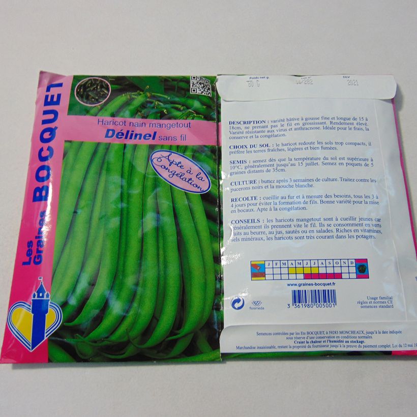 Example of Dwarf Bean Delinel per pack of 160 seeds (80g) specimen as delivered
