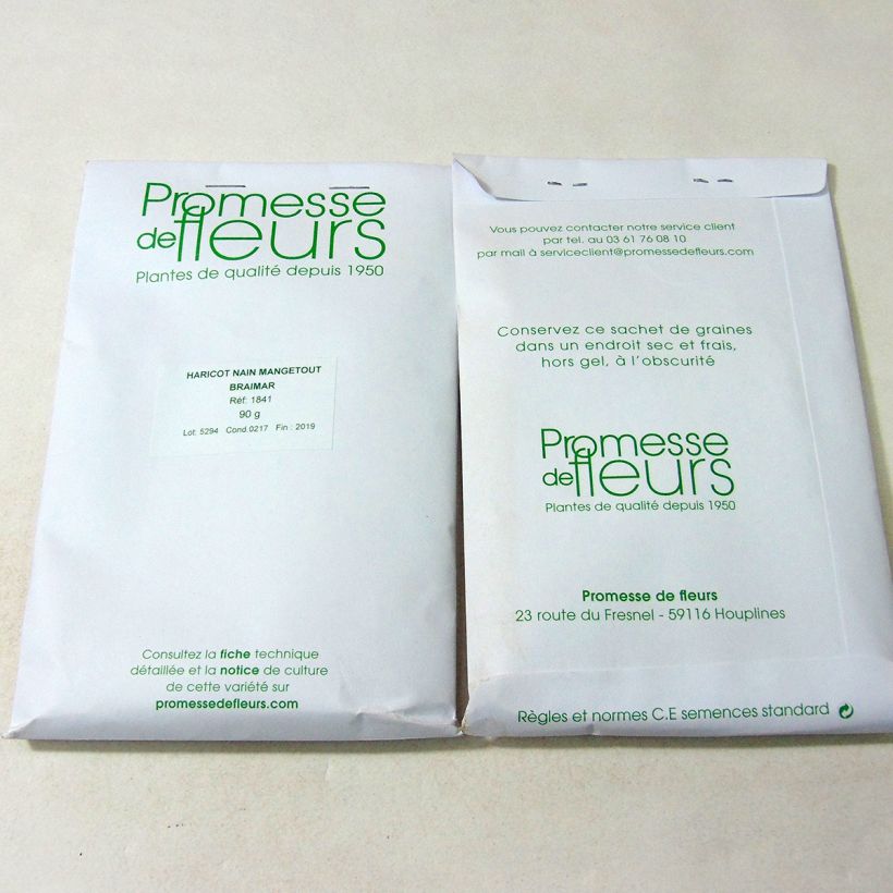 Example of Common bean Braimar per pack of 225 seeds (90g) specimen as delivered