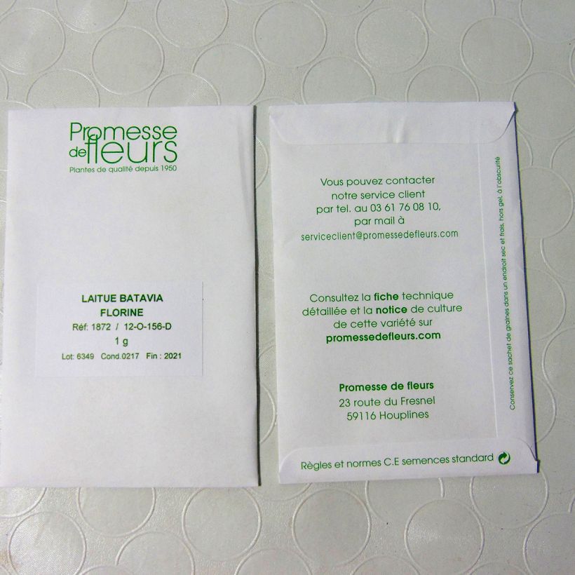 Example of Iceberg Lettuce Florine - Batavia per pack of 800 seeds (1g) specimen as delivered