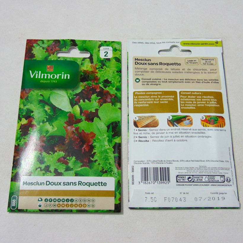Example of Lastuca Mix 4 per pack of 4000 seeds (5g) specimen as delivered