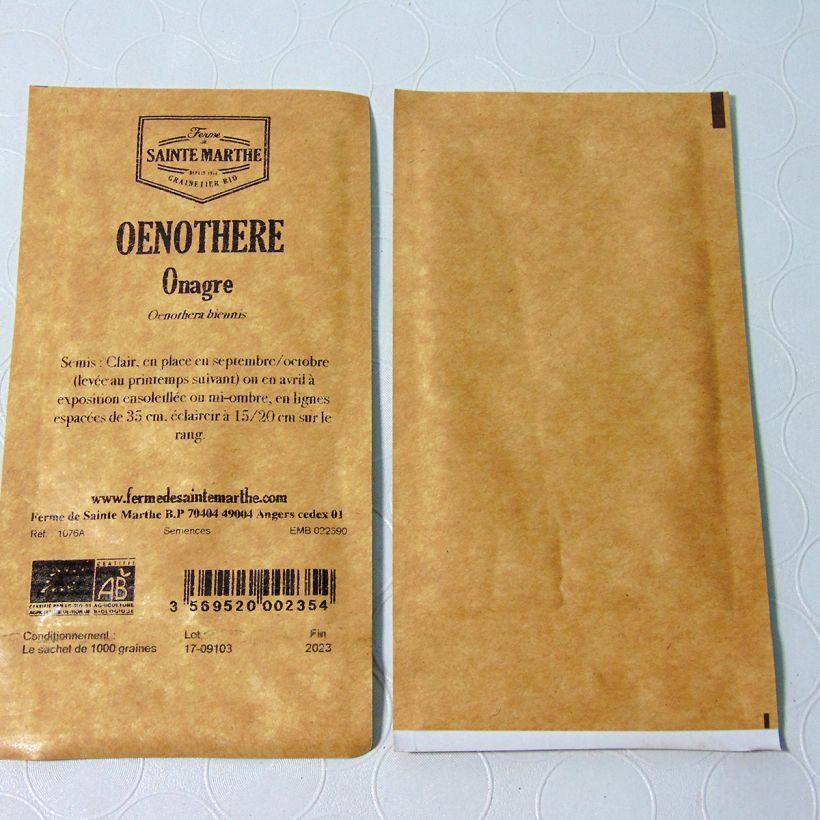 Example of Oenothera biennis - Ferme de Sainte Marthe seeds seeds per pack of 1000 seeds specimen as delivered