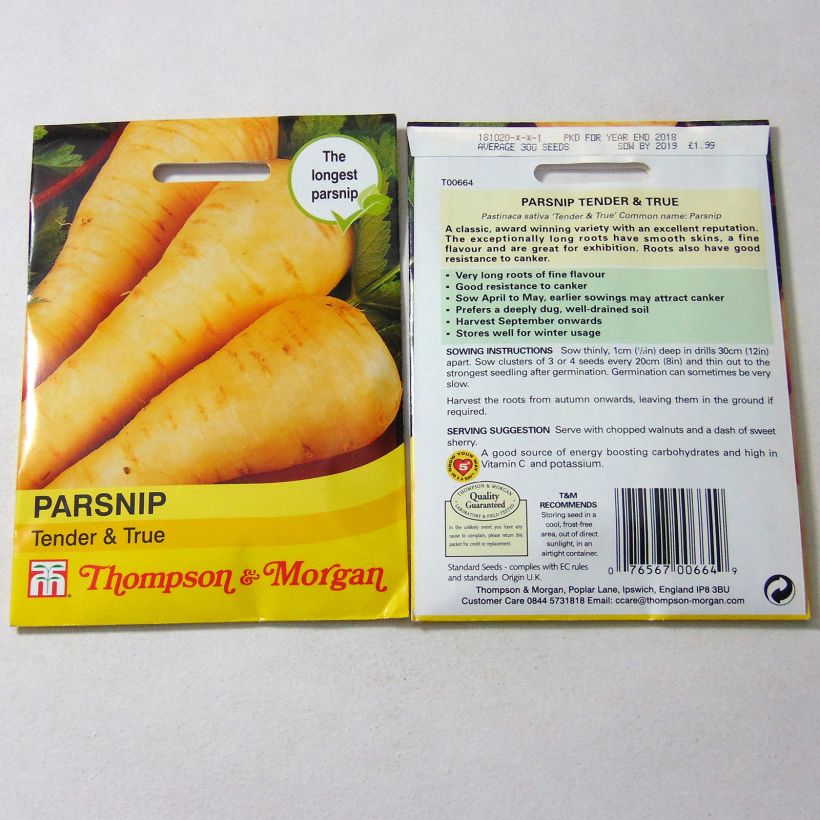 Example of Parsnip Tender And True per pack of 550 seeds specimen as delivered