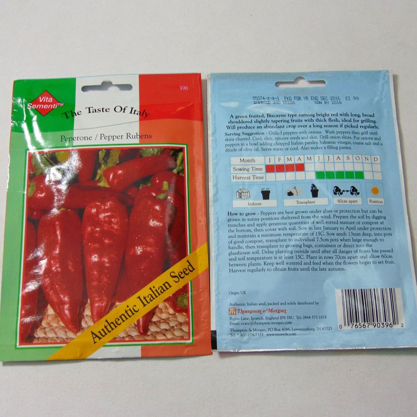 Example of Sweet Pepper Rubens Lungo Rosso per pack of 200 seeds specimen as delivered