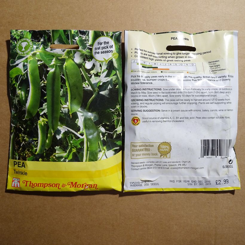 Example of Twinkle Dwarf Pea per pack of 250 seeds specimen as delivered