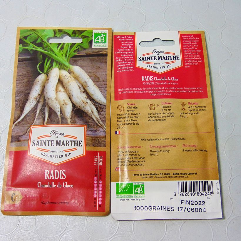 Example of Radish White Icicle - Ferme de Sainte Marthe Seeds per pack of 1000 seeds (4g) specimen as delivered
