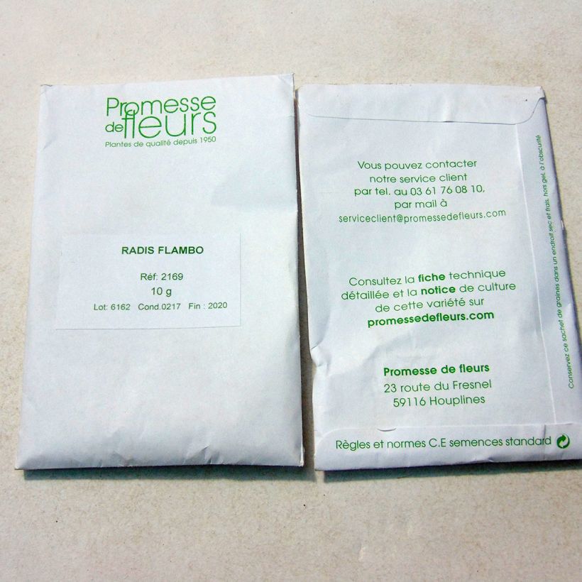 Example of Radish Flambo per pack of 1000 seeds (10g) specimen as delivered