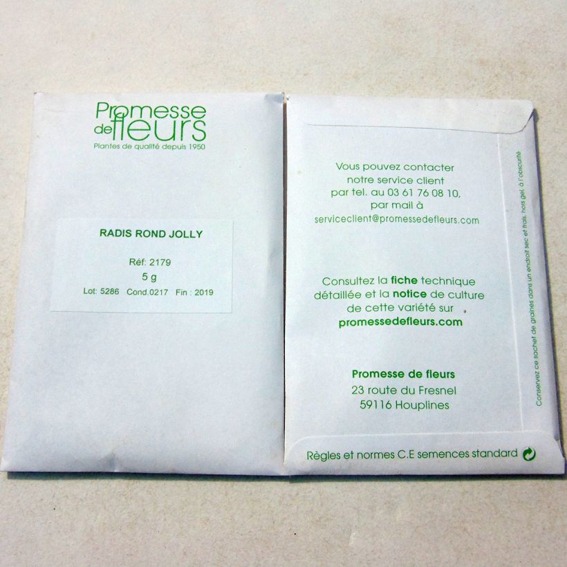 Example of Radish Jolly F1 per pack of 500 seeds (5g) specimen as delivered