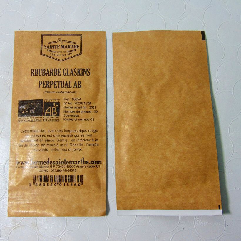 Example of Glaskins Perpetual Organic Rhubarb - Ferme de Sainte Marthe seeds per pack of 50 seeds specimen as delivered
