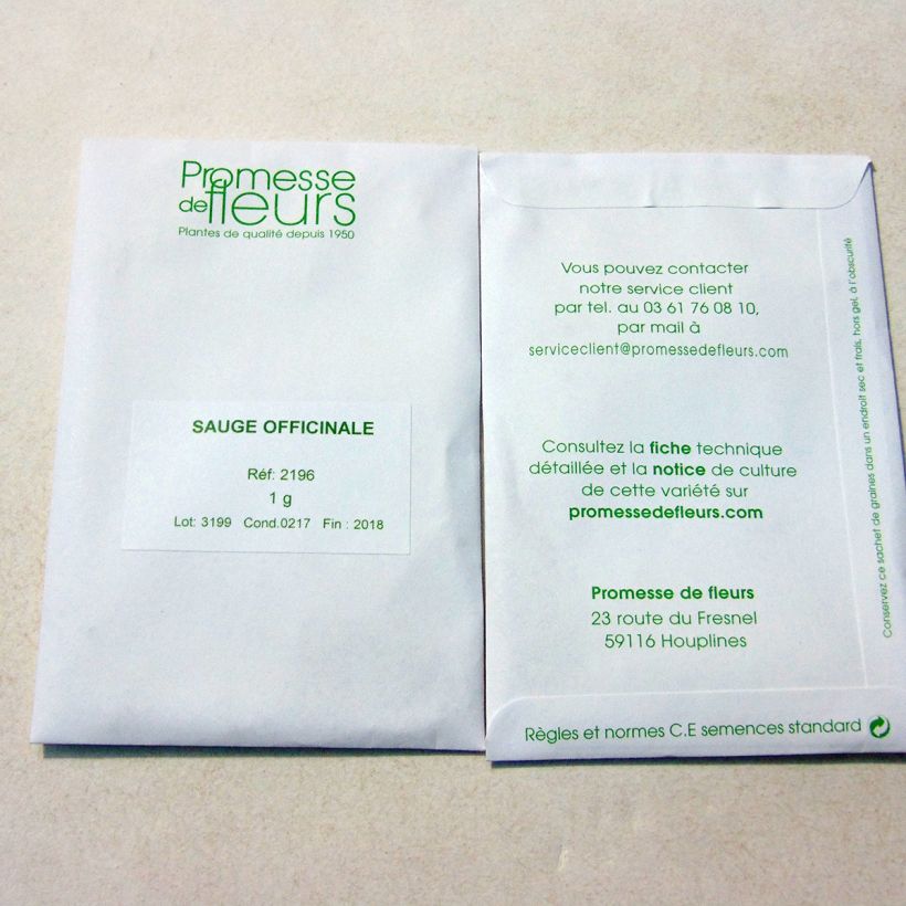 Example of Sage seeds - Salvia officinalis per pack of 100 seeds (1g) specimen as delivered