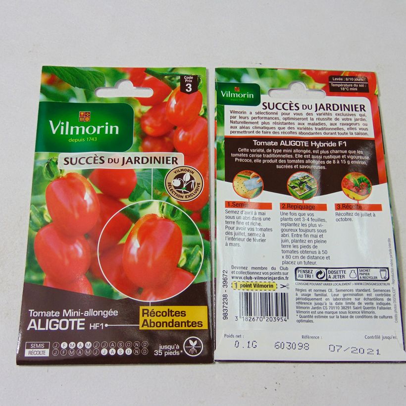 Example of Tomato Aligote F1 - Vilmorin seeds per pack of 30 seeds (0,1g) specimen as delivered