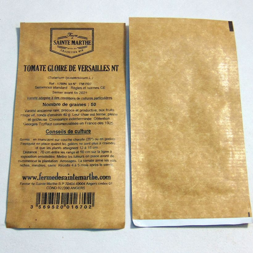 Example of Gloire de Versailles Untreated Tomato - Ferme de Sainte Marthe seeds per pack of 50 seeds specimen as delivered