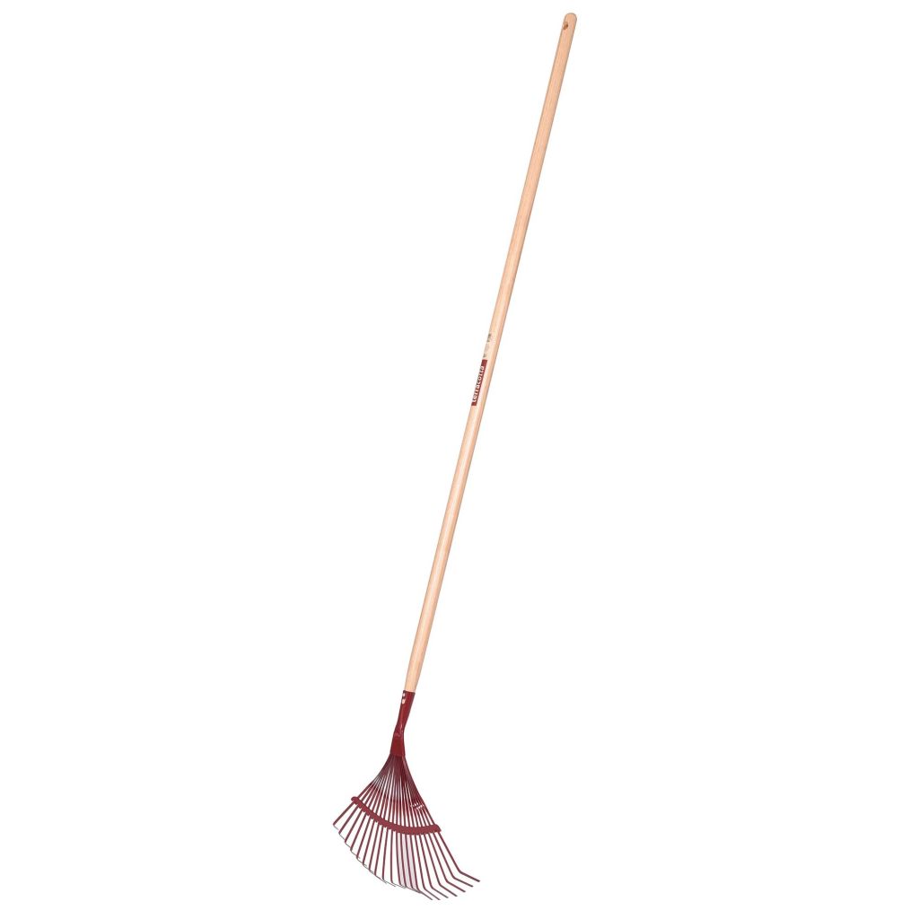 Round Terracotta garden broom with a wooden handle, Leborgne brand.