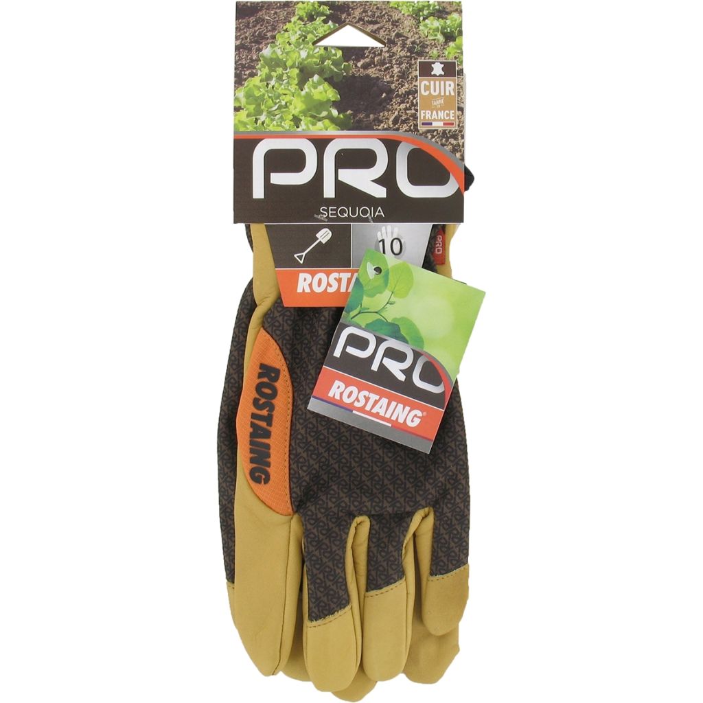 Waterproof, durable gardening gloves with leather palm - Rostaing Sequoia, brown