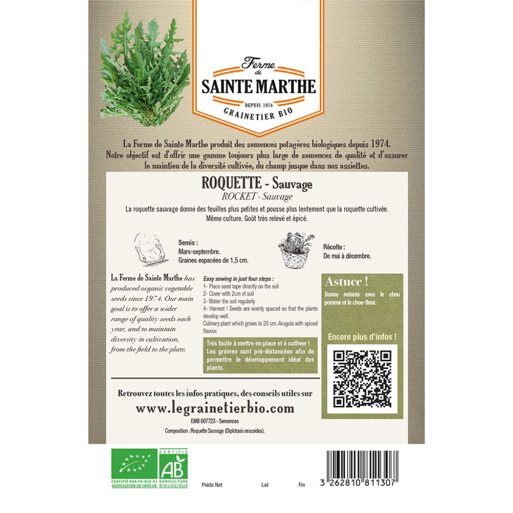 Wild Rocket - Ferme de Sainte Marthe seeds