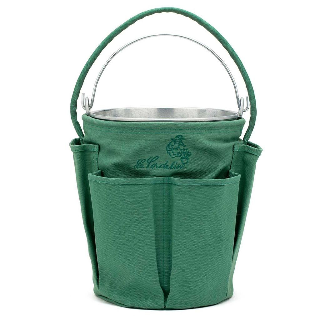 Water Bucket Bag with 6 Pockets, Embroidered, with a 13 L Galvanised Steel Bucket