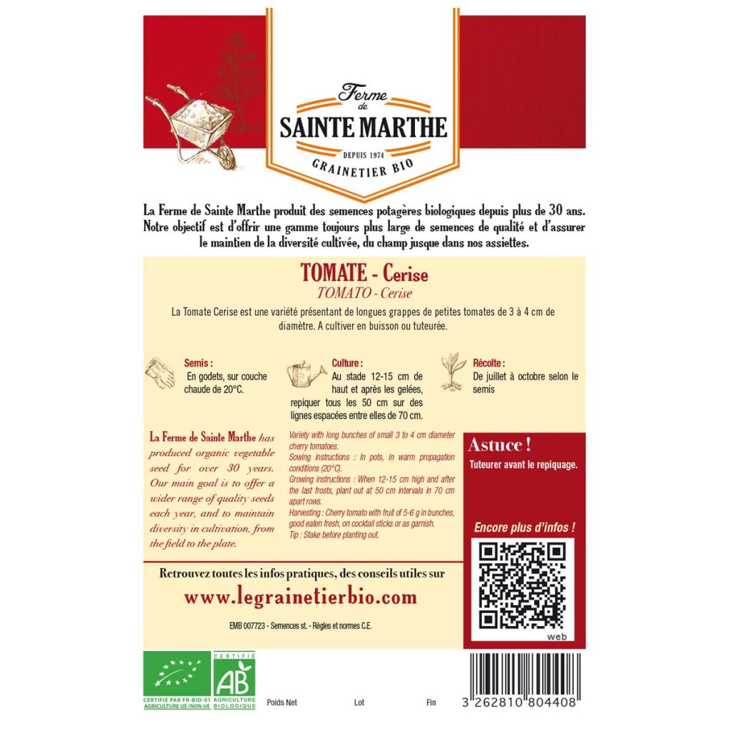 Cherry Tomato - Ferme de Sainte Marthe seeds